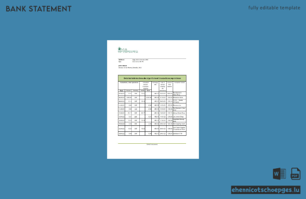Beispiel-Excel-Vorschau eines Kontoauszugs der Mali Commercial Bank of the Sahel